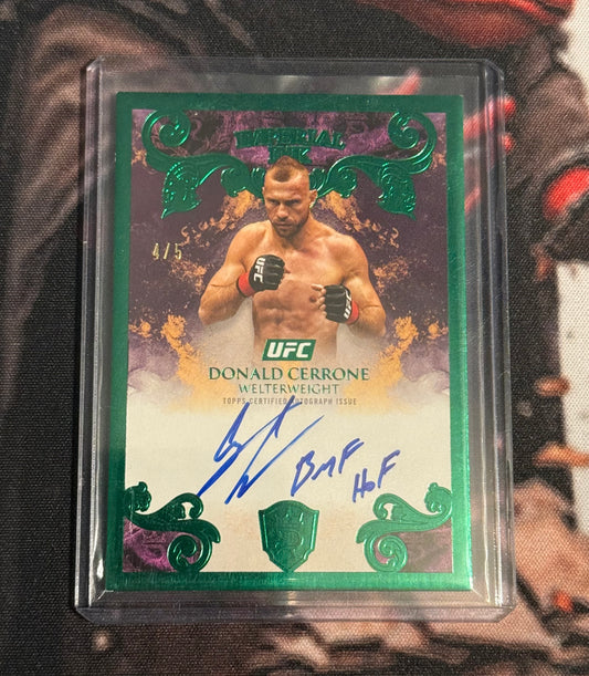 UFC - 2025 Topps Royalty- Donald Cerrone - SERIALIZED INSCRIPTION AUTO /5 Imperial Ink - #II-DE - NM