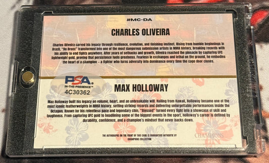 UFC - 2025 Champions Collection Charles Oliveira and Max Holloway PSA CERT DUAL AUTO - #MC-DA - Mint