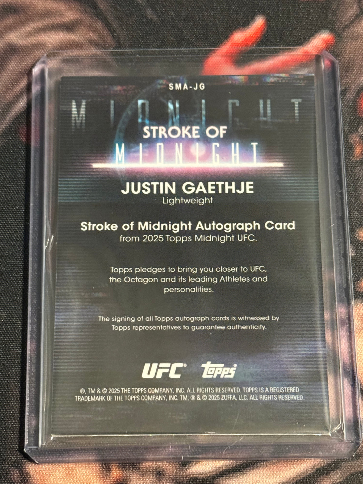 UFC - 2025 Topps Midnight - Justin Gaethje Stroke of Midnight Auto /75 - #SMA-JG - NM