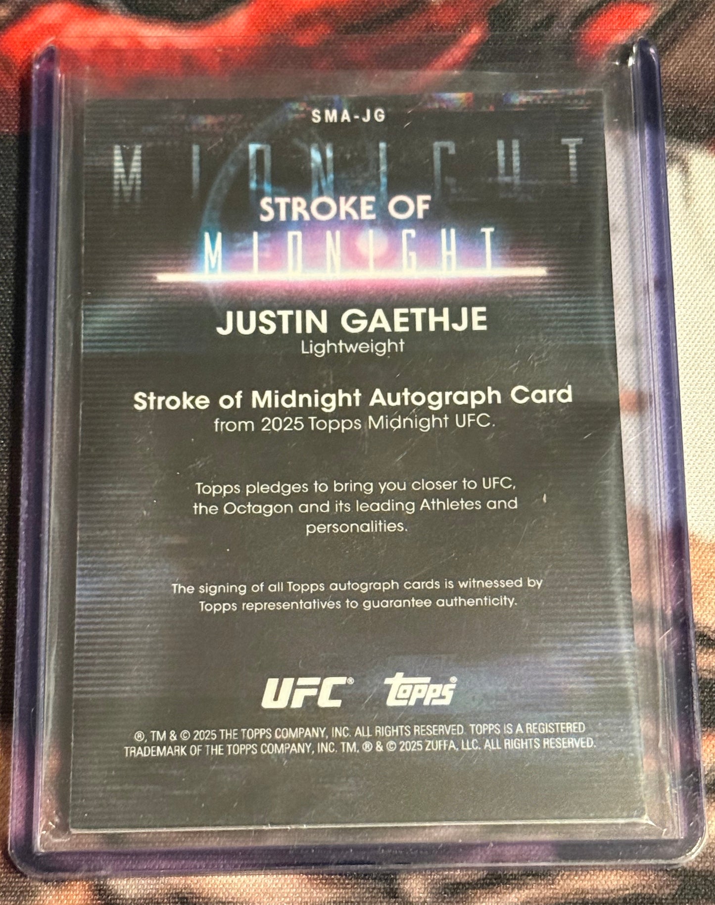 UFC - 2025 Topps Midnight - Justin Gaethje Stroke of Midnight Auto /99 - #SMA-JG - NM