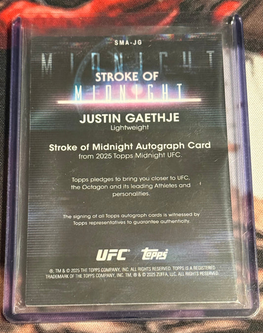 UFC - 2025 Topps Midnight - Justin Gaethje Stroke of Midnight Auto /99 - #SMA-JG - NM
