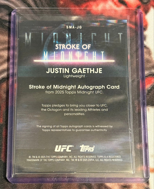 UFC - 2025 Topps Midnight - Justin Gaethje Stroke of Midnight BOOKEND Auto /12 - #SMA-JG