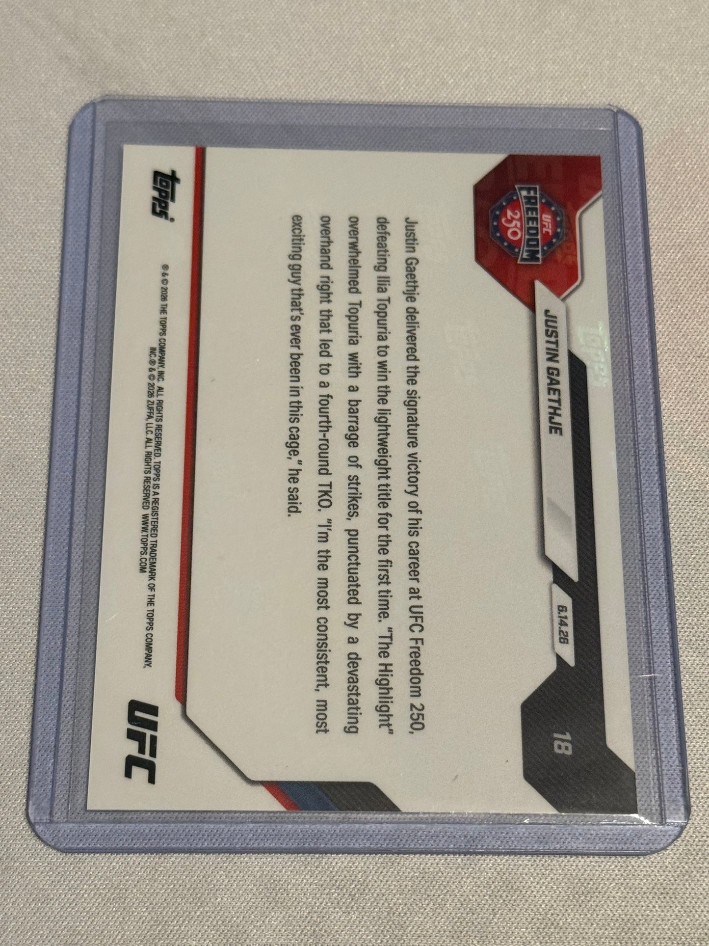 UFC - 2026 Topps NOW - Justin Gaethje - Freedom 250 - 18 - NM/M