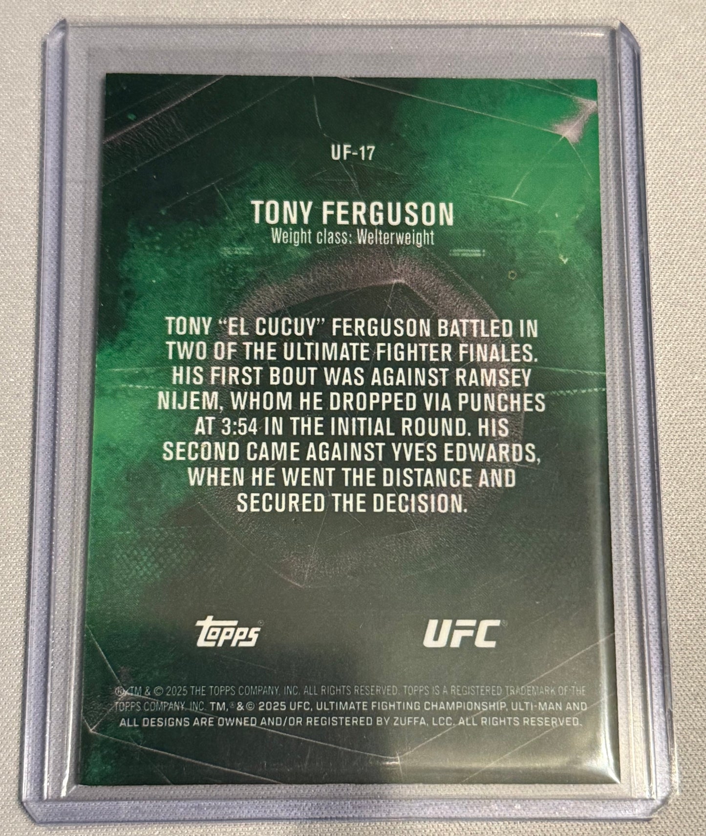 UFC - 2025 Topps Knockout - Tony Ferguson The Ultimate Fighter Gold /8 - #UF-17 - NM/M