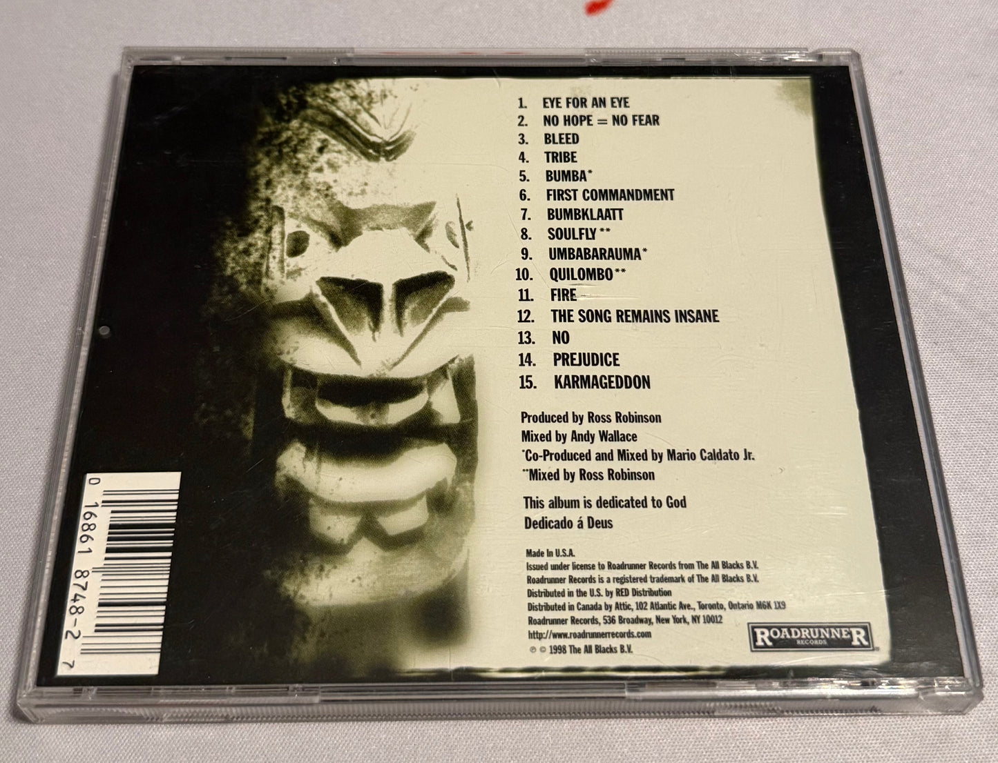 Soulfly - Self Titled - 1998 - Roadrunner Records - Used - Excellent