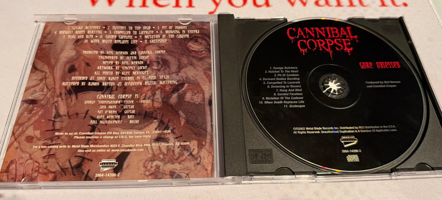 Cannibal Corpse - Gore Obsessed - 2002 - Metal Blade Records - Used - G+/VG