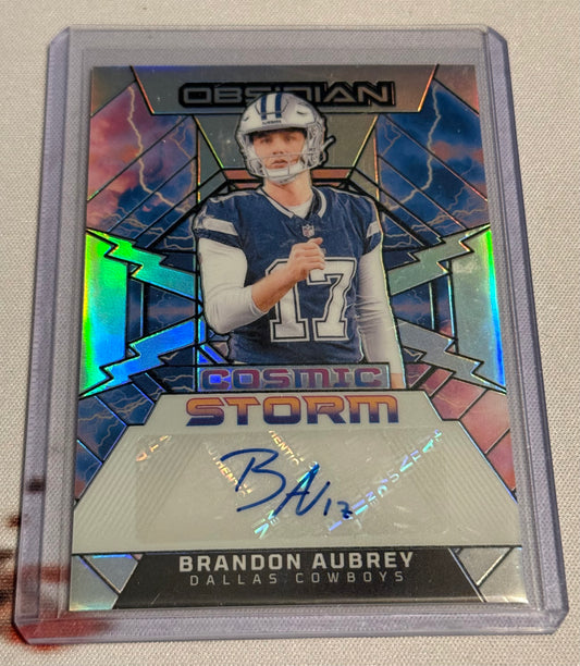 NFL - 2024 Panini - Brandon Aubrey Obsidian Cosmic Storm Silver Auto /99 - #CSS-BAY - NM/M