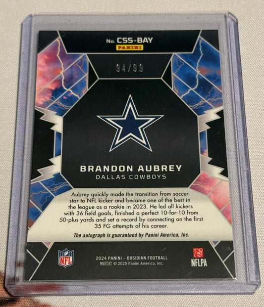 NFL - 2024 Panini - Brandon Aubrey Obsidian Cosmic Storm Silver Auto /99 - #CSS-BAY - NM/M