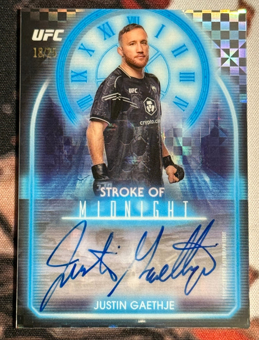 UFC - 2025 Topps Midnight - Justin Gaethje Stroke of Midnight Auto /25 - #SMA-JG - NM/M