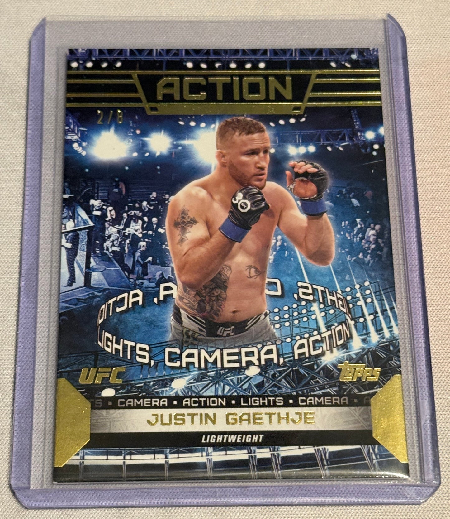 UFC - 2024 Topps Knockout - Justin Gaethje Action Gold /8 - #ACT-18 - NM/M