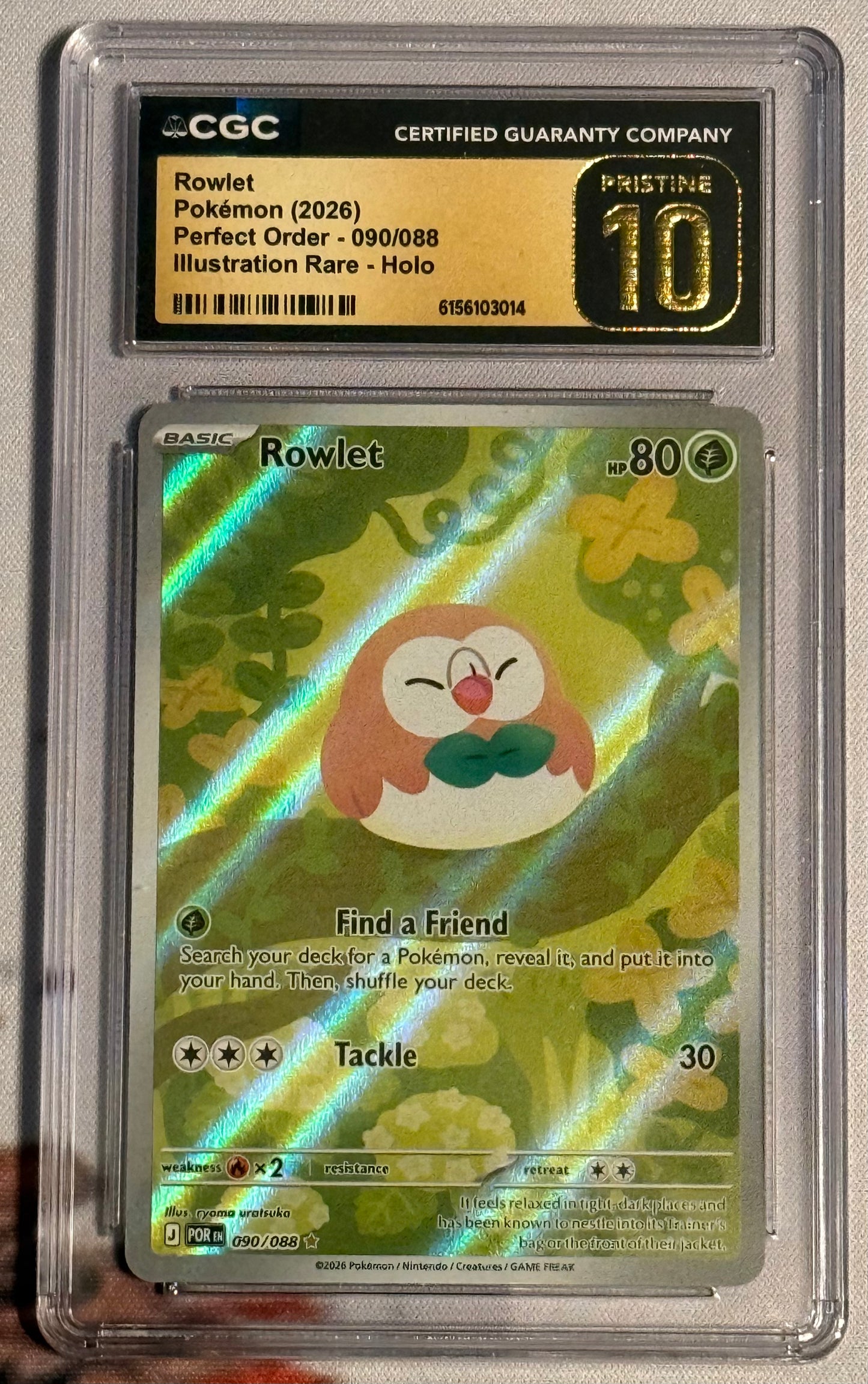 Pokemon TCG - Rowlet - Perfect Order Illustration Rare - #090/088 - PRISTINE - CGC 10