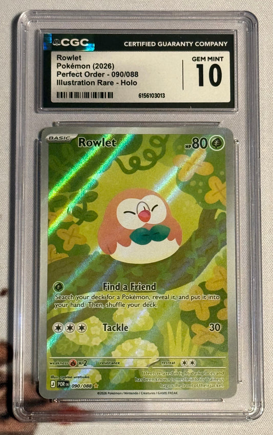 Pokemon TCG - Rowlet - Perfect Order Illustration Rare - #090/088 - GEM MINT - CGC 10