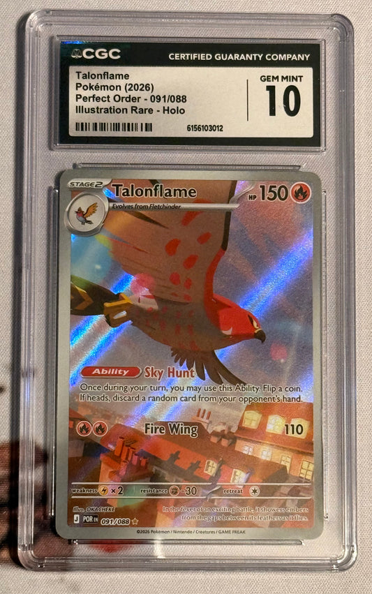 Pokemon TCG - Talonflame - Perfect Order Illustration Rare - #091/088 - GEM MINT - CGC 10