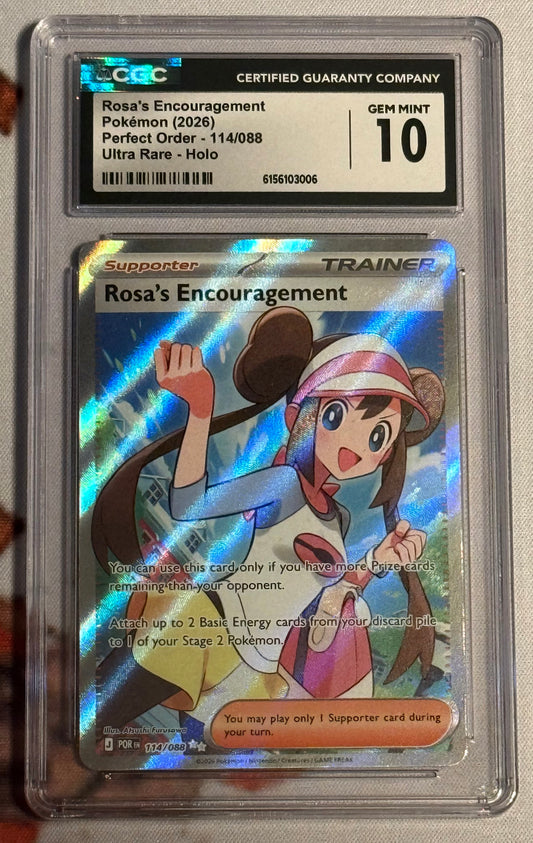 Pokemon TCG - Rosa's Encouragement - Perfect Order Ultra Rare - #114/088 - GEM MINT - CGC 10