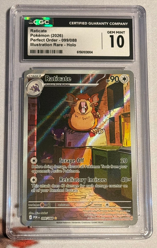 Pokemon TCG - Raticate - Perfect Order Illustration Rare - #099/088 - GEM MINT - CGC 10