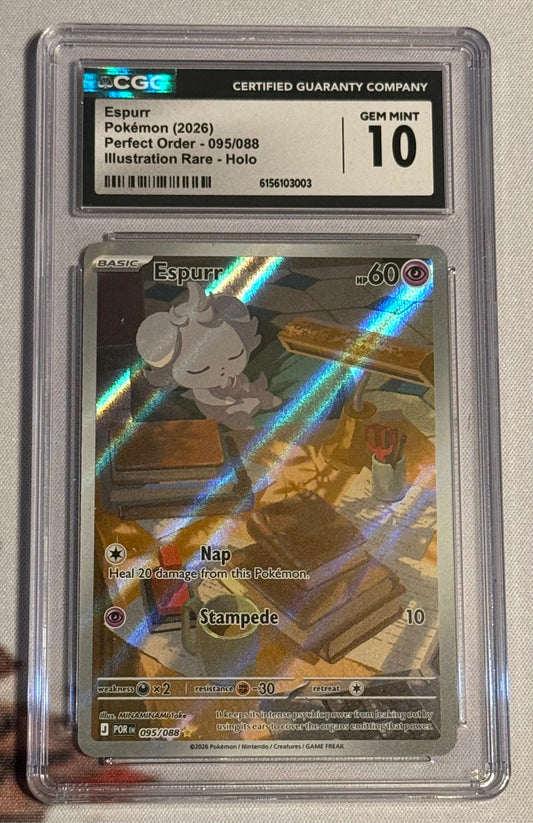Pokemon TCG - Espurr - Perfect Order Illustration Rare - #095/088 - GEM MINT - CGC 10