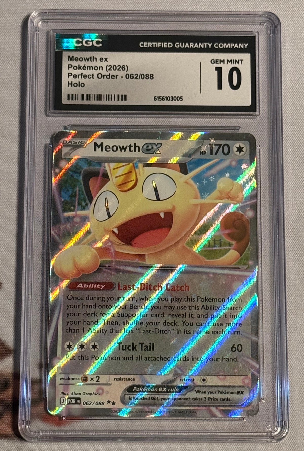 Pokemon TCG - Meowth ex - Perfect Order - #062/088 - GEM MINT - CGC 10