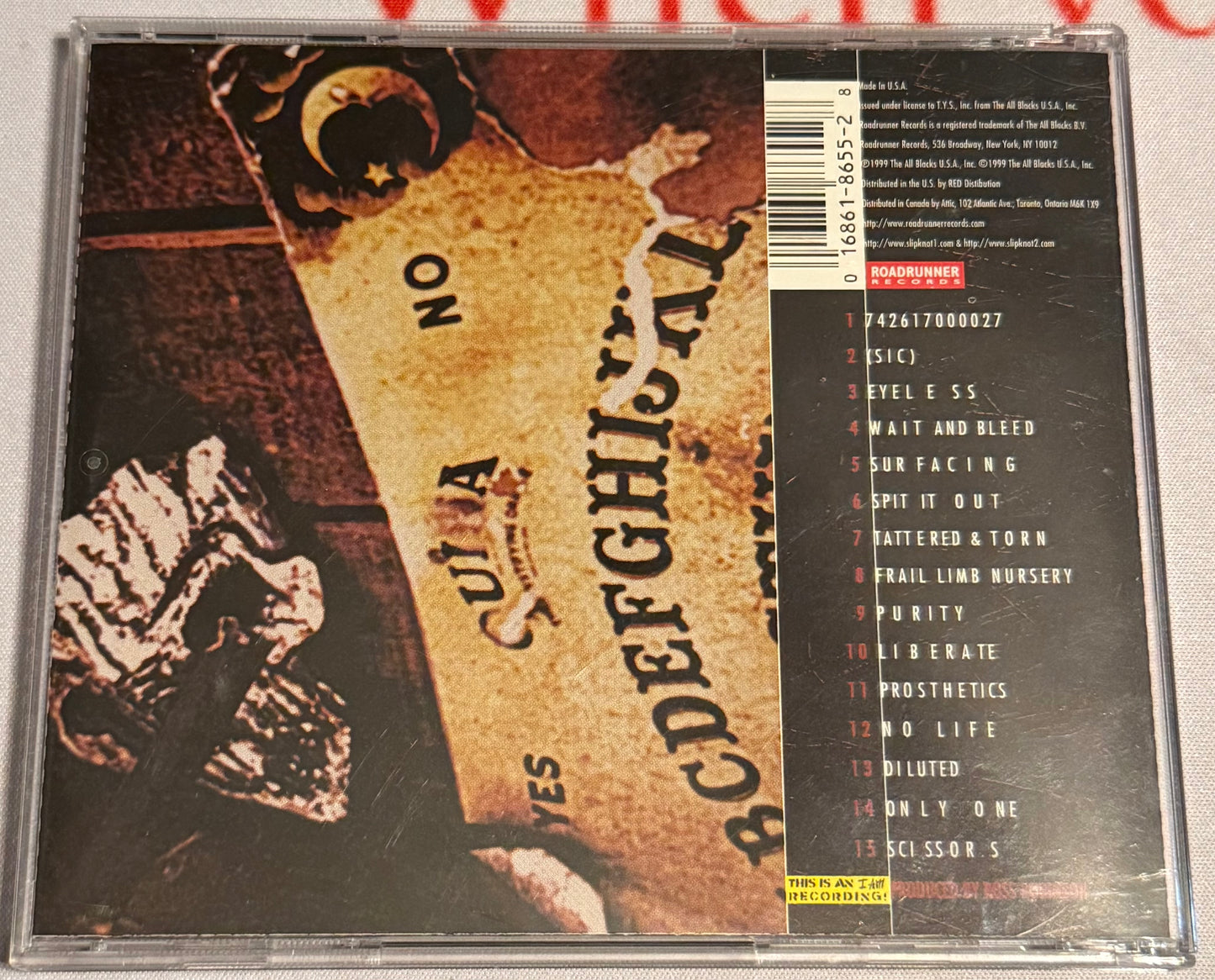 Slipknot - Self Titled 1st Pressing with Frail Limb Nursery/Purity - 1999 - Roadrunner Records - Used - VG+/EX