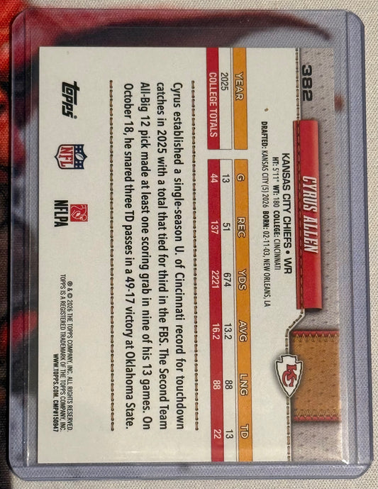 NFL - 2026 Topps Flagship - Cyrus Allen Team Color Variation SSP - 382 - NM/M