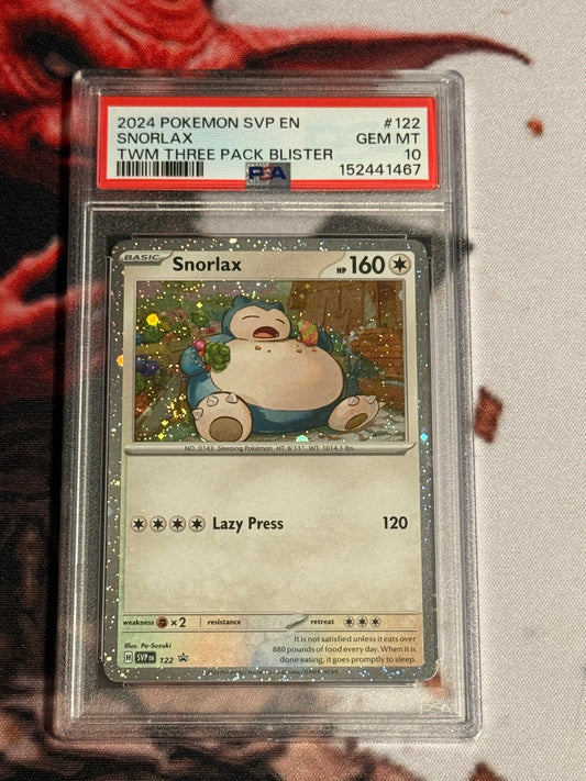 Pokemon TCG - 2024 SVP - Snorlax TWM Three Pack Blister Black Star Promo - #122 - GEM MINT - PSA 10