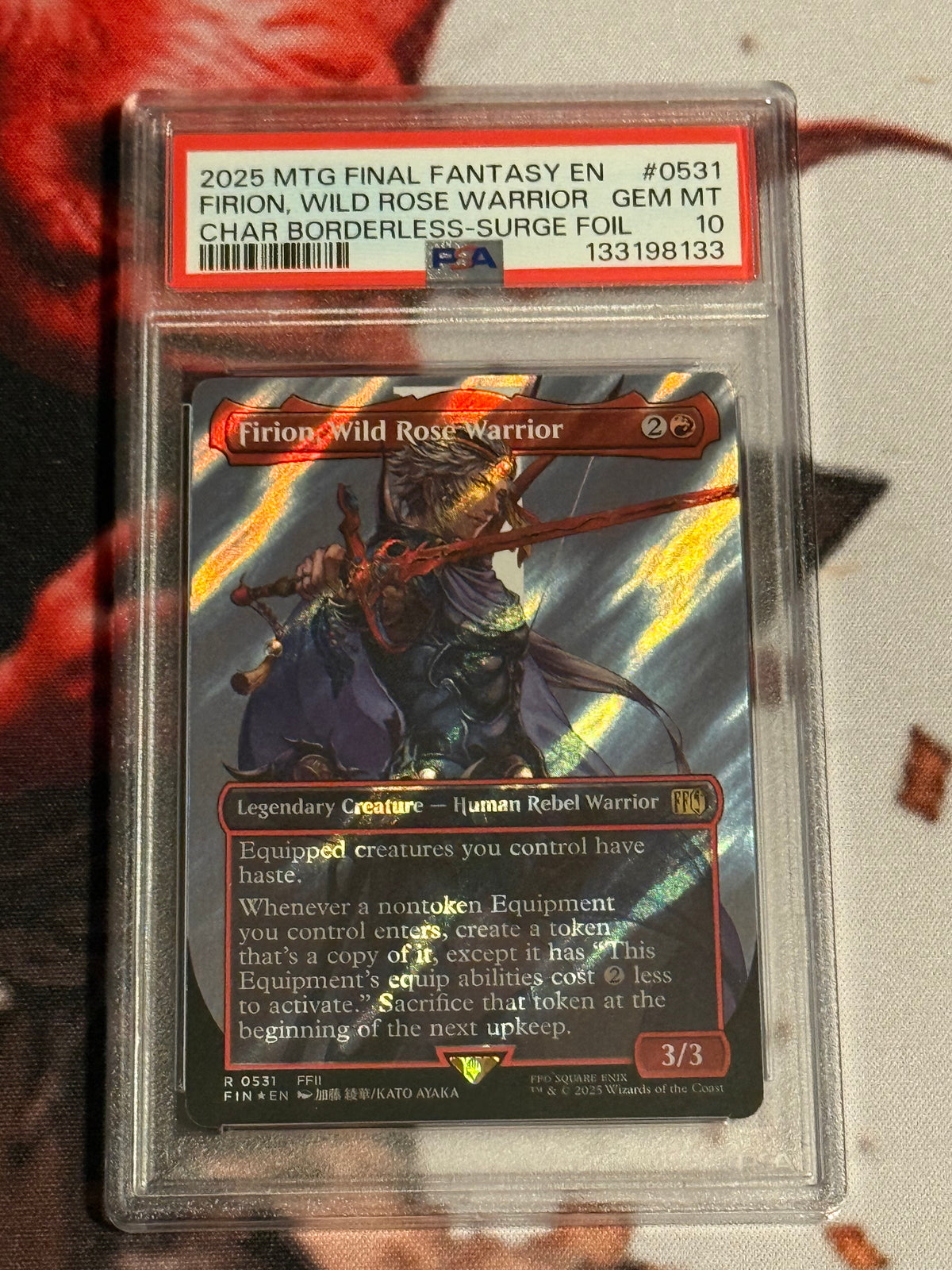Magic the Gathering - Firion, Wild Rose Warrior Borderless Surge Foil - Final Fantasy - #0531 - Gem Mint - PSA 10