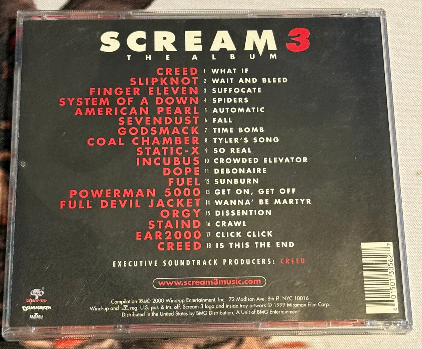Various Artists - Scream 3 Soundtrack - 2000 - Wind-up Entertainment - Used - VG+