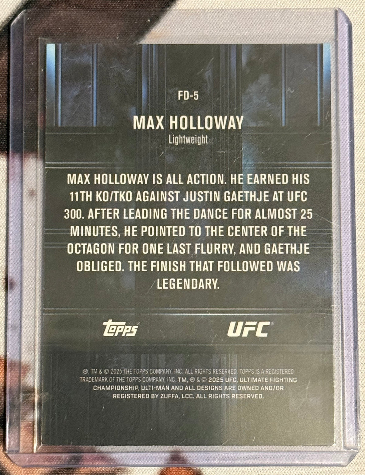 UFC - 2025 Topps Knockout - Max Holloway - Fight DNA Blue SERIALIZED /50 - #FD-5 - NM/M