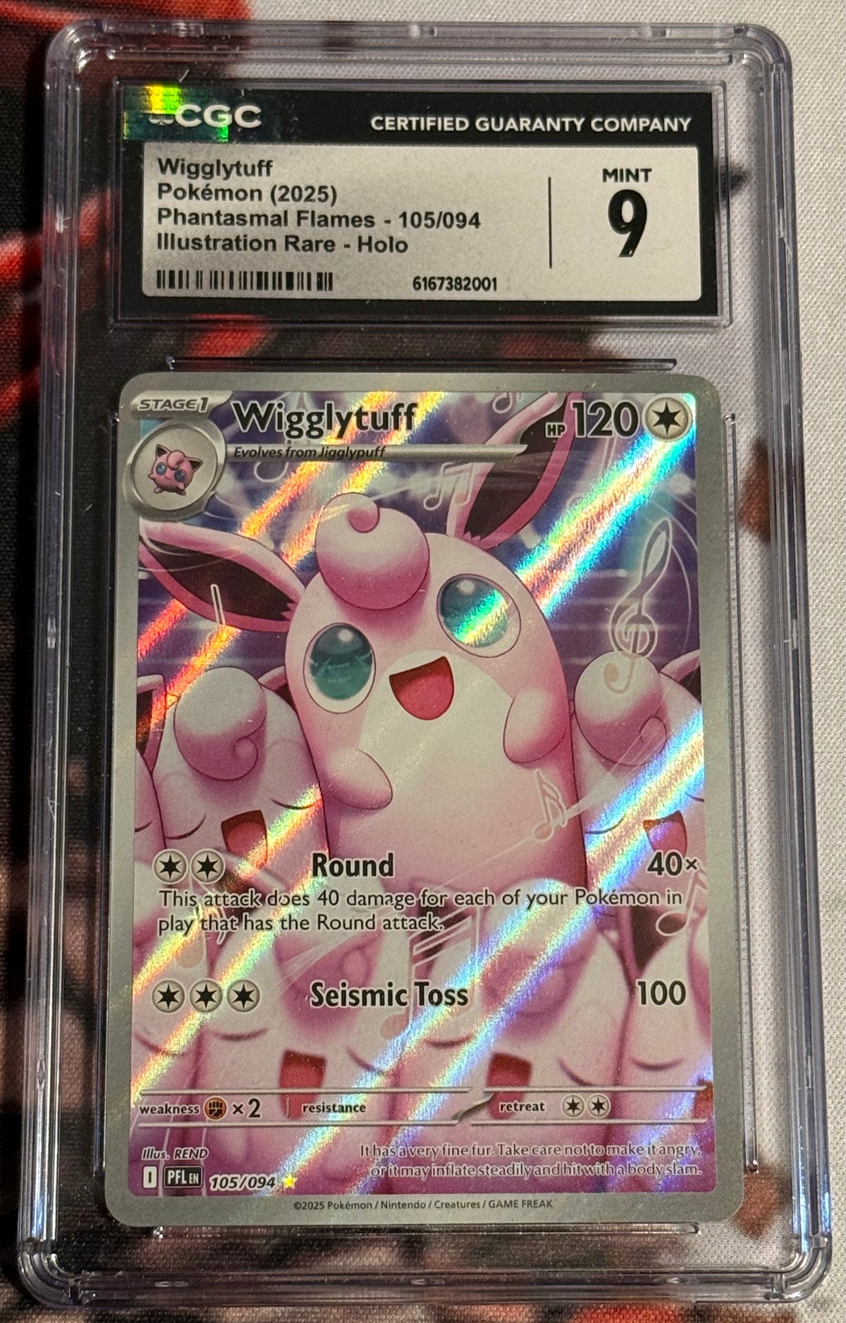 Pokemon TCG - 2025 Phantasmal Flames - Wigglytuff Illustration Rare - #105/094 - Mint - CGC 9