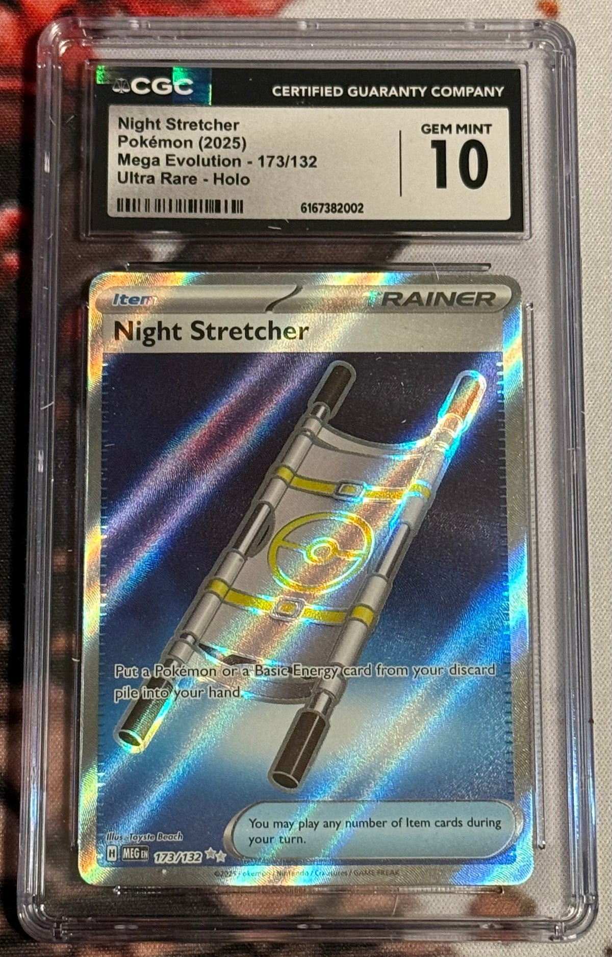 Pokemon TCG - 2025 Mega Evolution - Night Stretcher Ultra Rare - 173/132 - GEM MINT - CGC 10