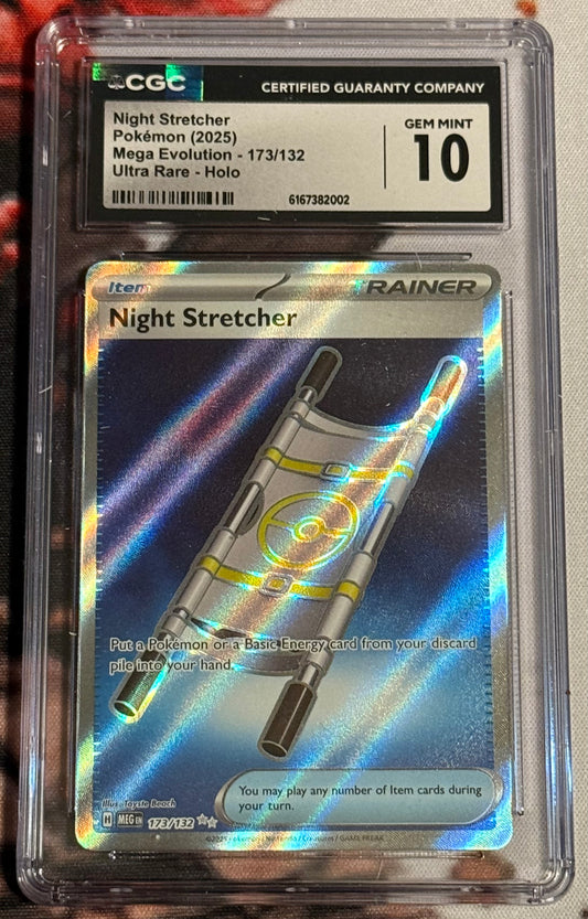 Pokemon TCG - 2025 Mega Evolution - Night Stretcher Ultra Rare - 173/132 - GEM MINT - CGC 10