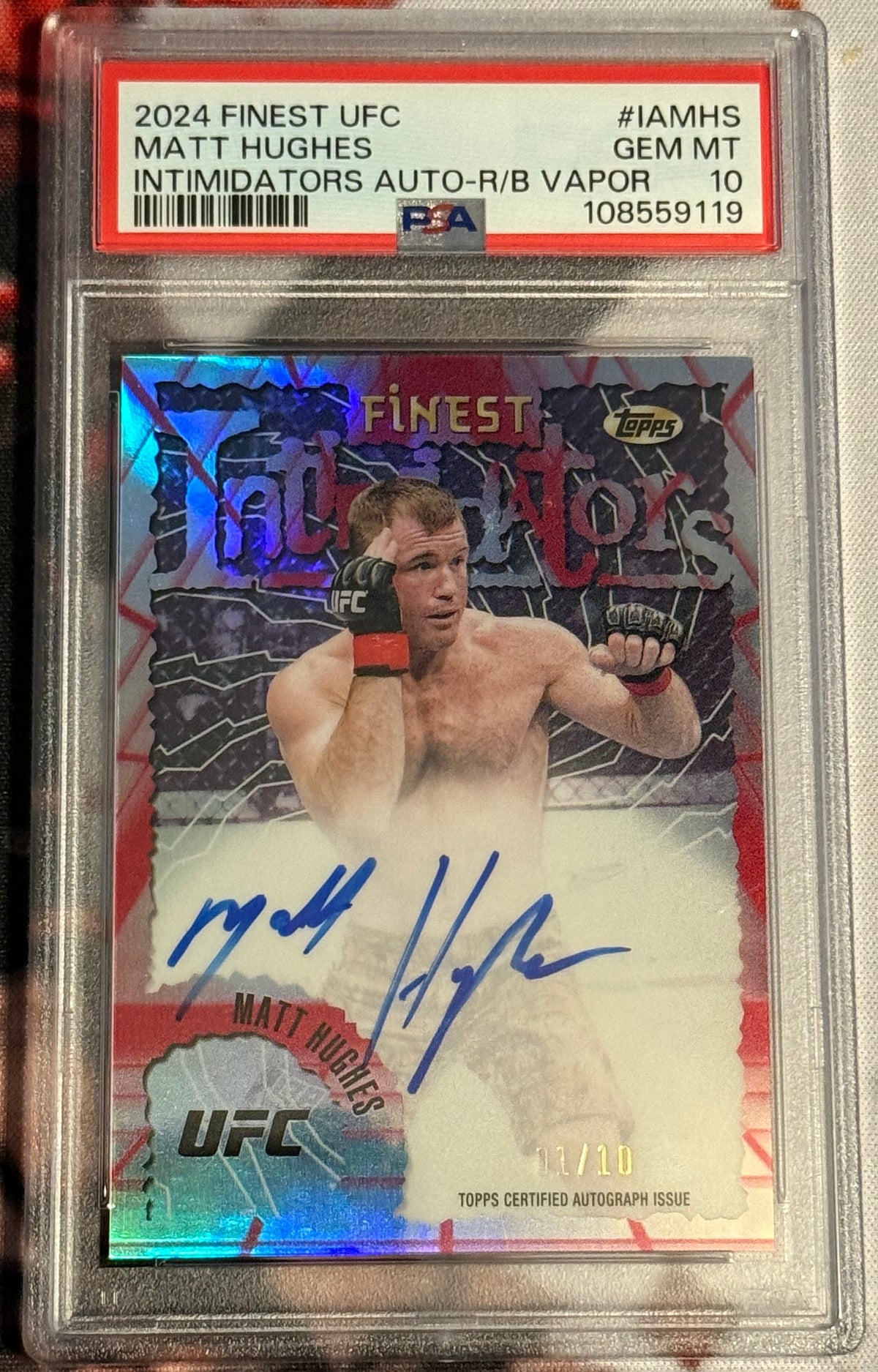 UFC - 2024 Topps Finest - Matt Hughes Intimidators Auto - BOOKEND 1/10 - #IA-MHS - GEM MINT PSA 10