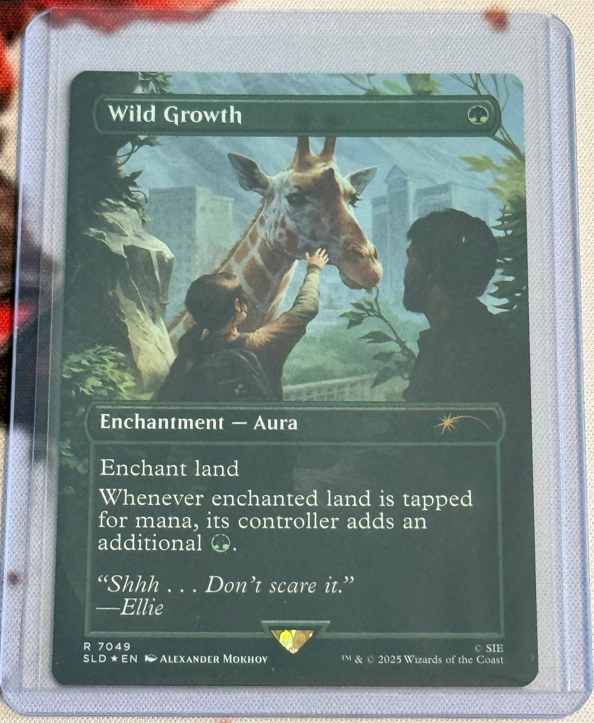 MTG Secret Lair x The Last of Us - Wild Growth Rainbow Foil - Rare - #7049 - NM/M