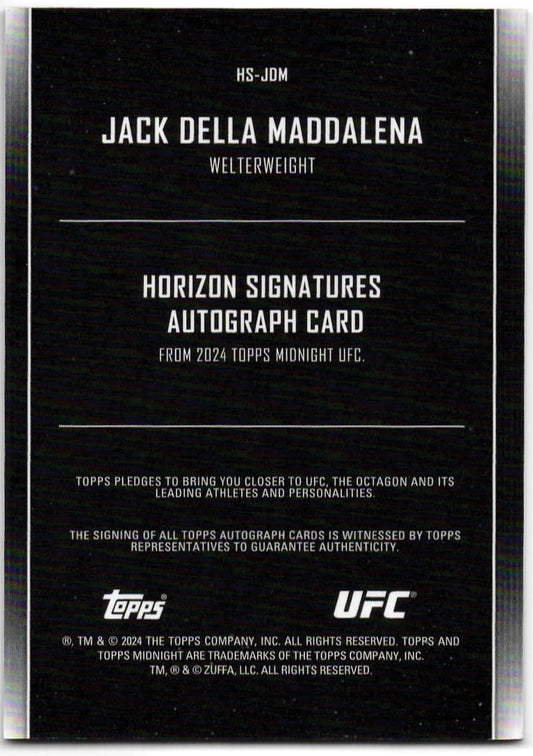 UFC - 2024 Topps Midnight - Jack Della Maddalena - SERIALIZED AUTOGRAPH (11/99) Horizon Signature - #HS-JDM - NM