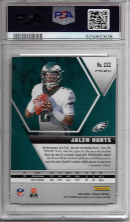 NFL - 2020 Panini Mosaic - Reactive Green Jalen Hurts Rookie Card - #222 - MINT - PSA 9