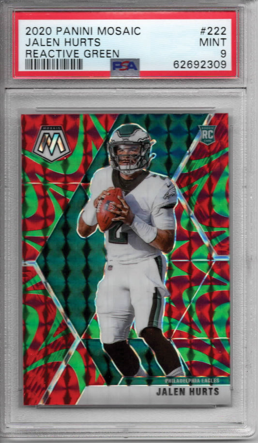 NFL - 2020 Panini Mosaic - Reactive Green Jalen Hurts Rookie Card - #222 - MINT - PSA 9