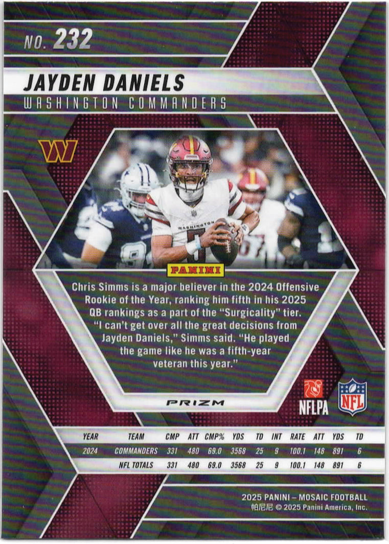 NFL - 2025 Panini Mosaic - Jayden Daniels Genesis Mosaic - CASE HIT - 232 - Mint