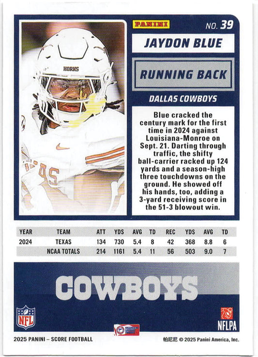 NFL - 2025 Panini Score - Jaydon Blue Rookie Gold Dots /499 - #39 - Mint