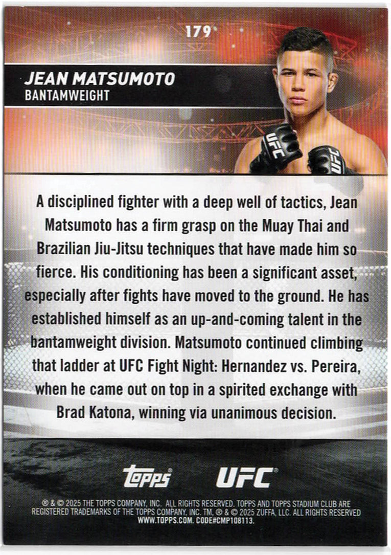 UFC - 2025 Stadium Club - Jean Matsumoto Rainbow Foil Rookie /25 - #179 - NM/M