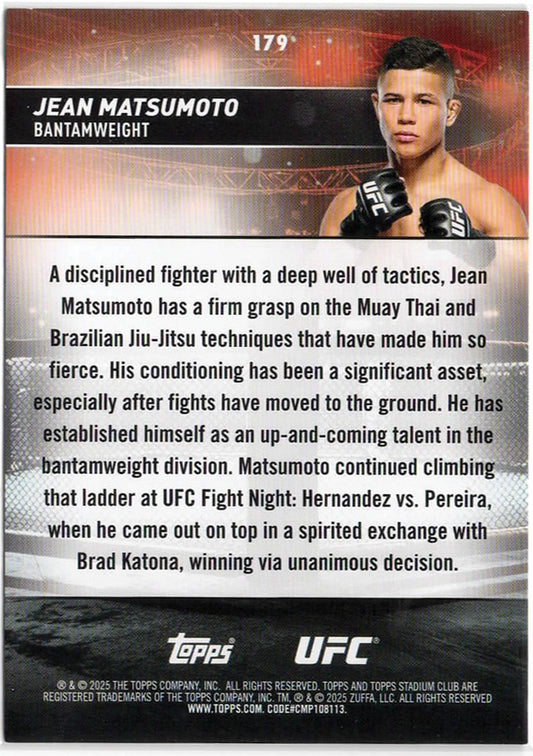 UFC - 2025 Stadium Club - Jean Matsumoto Rainbow Foil Rookie /25 - #179 - NM/M