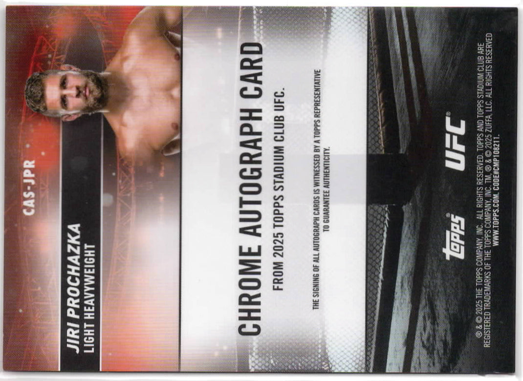 UFC - 2025 Stadium Club - Jiri Prochazka - Red Chrome SERIALIZED AUTO - #CAS-JPR - Mint
