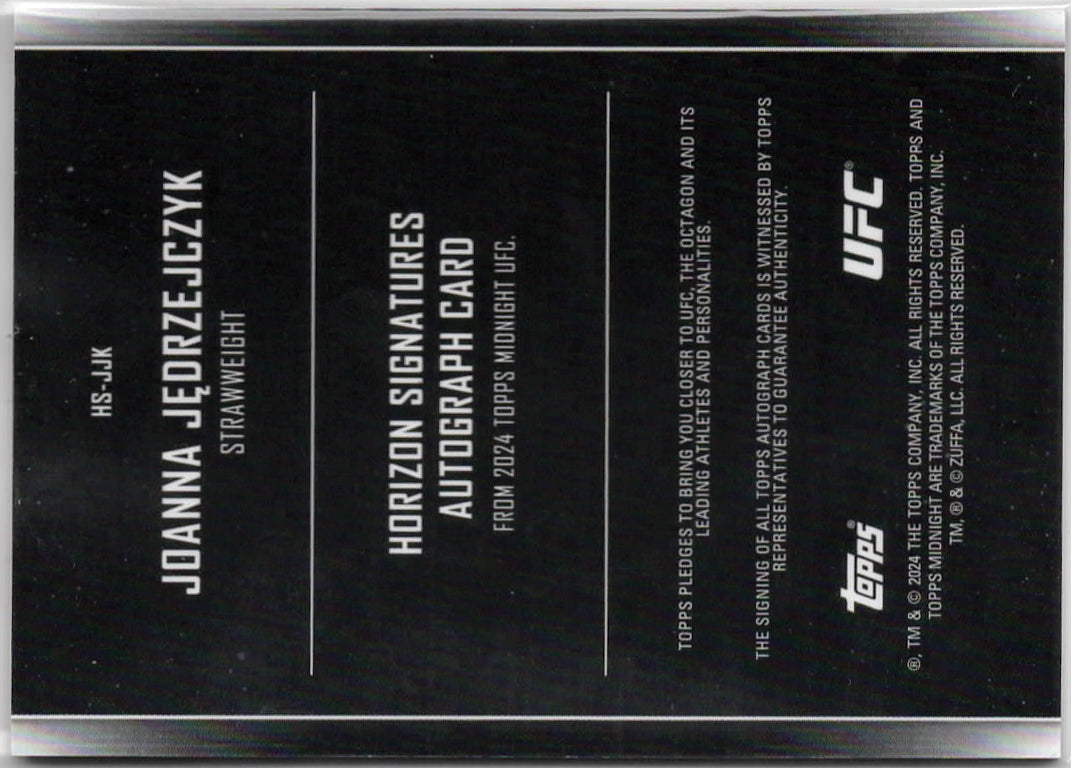 UFC - 2024 Topps Midnight - Joanna Jedrzejczyk - SERIALIZED AUTOGRAPH (19/99) Horizon Signature - #HS-JJK - NM/M