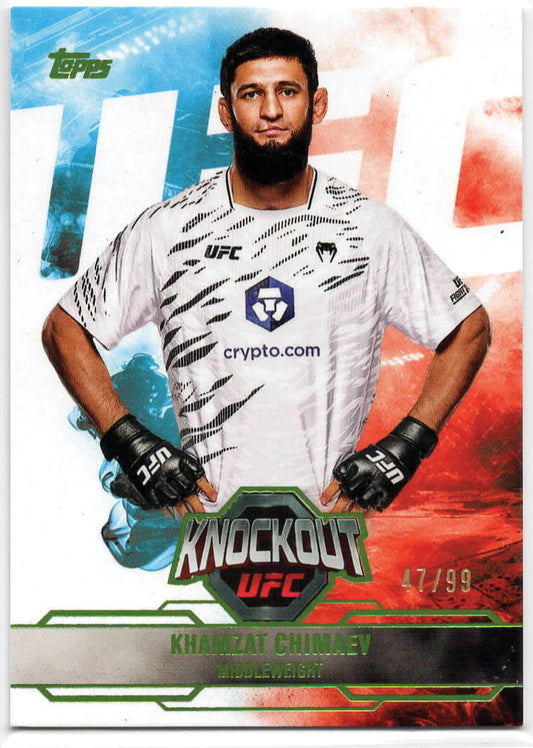 UFC - 2025 Topps Knockout - Khamzat Chimaev - SERIALIZED Green - 47/99 - #50 - NM