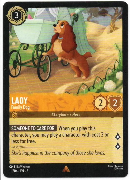 Lorcana - Lady - Family Dog - 11/204 - RARE - Reign of Jafar - Mint/Near Mint