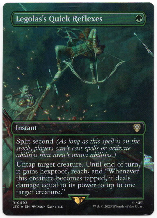 Magic the Gathering - Legolas's Quick Reflexes Borderless FOIL - RARE - Lord of the Rings - #493 - Near Mint