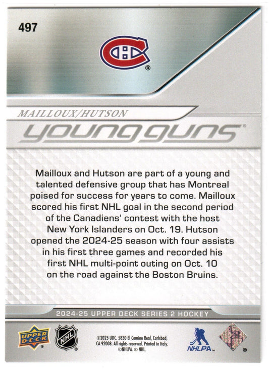 NFL - 2024-2025 Upper Deck Stage 2 - Logan Mailloux/Lane Hutson YOUNG GUNS Teammates - Mint