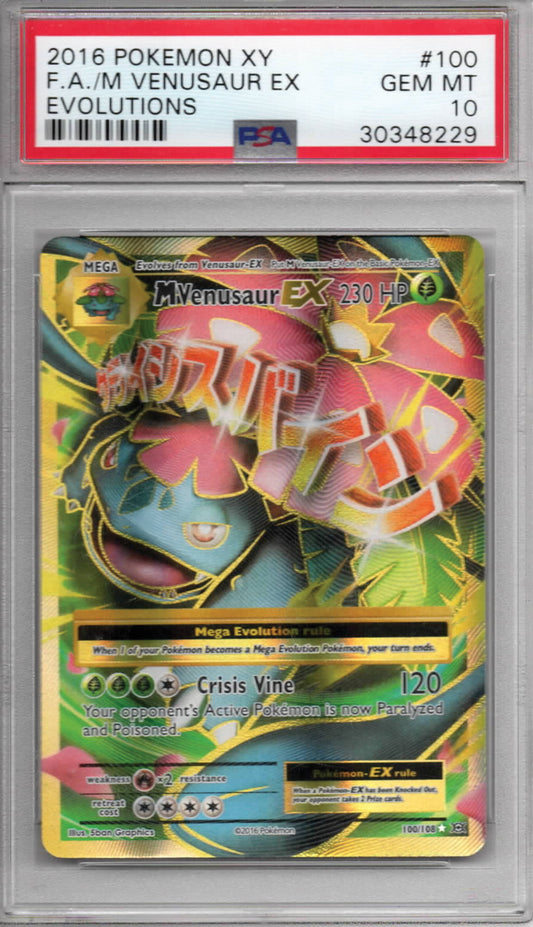Pokemon TCG - M Venusaur ex - 2016 XY Evolutions - Full Art - #100/108 - GEM MINT - PSA 10