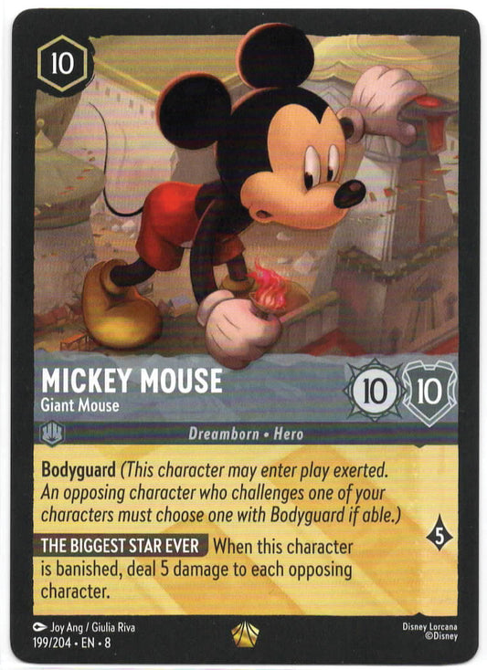 Lorcana - Mickey Mouse - Giant Mouse - 199/204 - LEGENDARY - Reign of Jafar - Near Mint