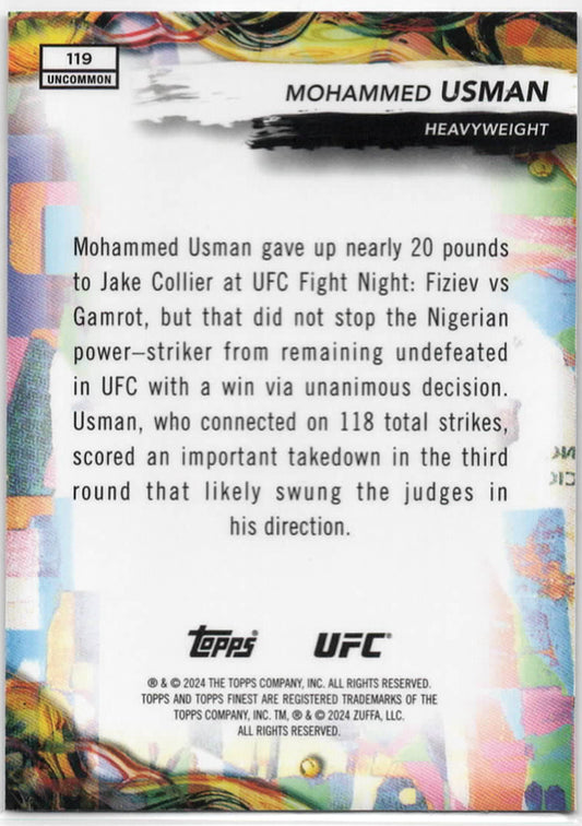 UFC - 2024 Topps Finest - Mohammed Usman - Blue Checkered /75 - #119 - NM/M