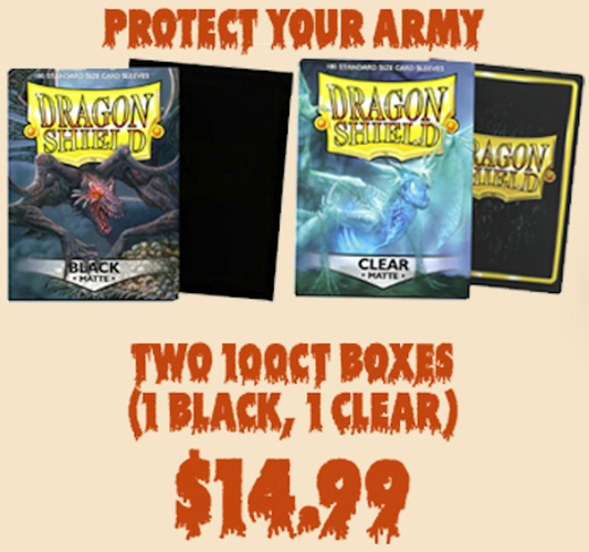 Magic the Gathering - HALLOWEEN SALE - PROTECT YOUR ARMY - TWO 100CT DRAGON SHIELD SLEEVE BOXES