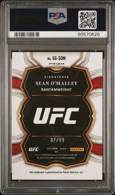 UFC - 2023 Panini Select - Sean O'Malley - AUTOGRAPHED and SERIALIZED Red - 37/99 -  #SG-SOM - PSA 10 - GEM MINT
